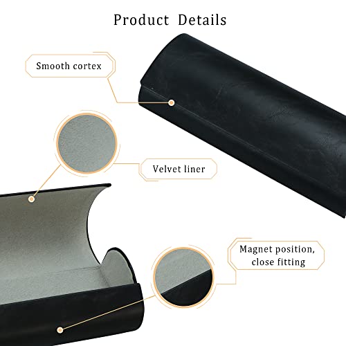 LifeArt Eyeglass Case Hard Shell, Portable Sunglass Case for Women and Men, fashionable PU Leather Eyeglass Case, Lightweight - color: 635_bypg(black)