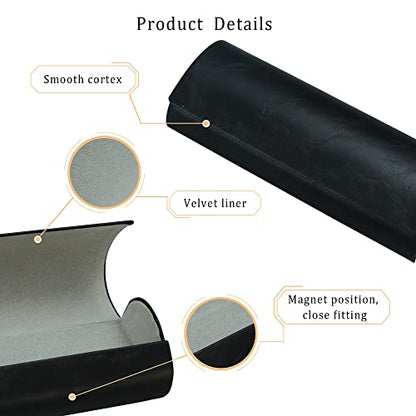 LifeArt Eyeglass Case Hard Shell, Portable Sunglass Case for Women and Men, fashionable PU Leather Eyeglass Case, Lightweight - color: 635_bypg(black)