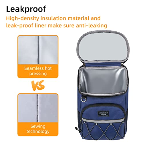 Backpack Cooler Backpack 26 Cans Insulated Leak Proof for Women Men Beach Camping Picnic Fishing Hiking Lunch Backpack Waterproof Cooler - color: Blue, size: Medium