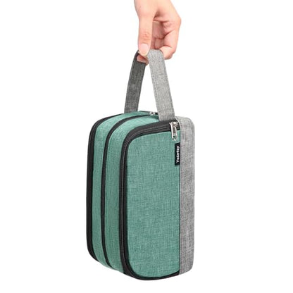 Yeiotsy Men's Travel Toiletry Bag – Small Dopp Kit with Mesh Pockets & 3 Compartments, Durable Shaving Organizer for Gym, Camping & Weekend Trips - color: Green