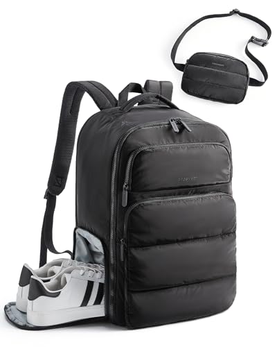 BAGSMART 35L Travel Backpack Women, 17.3 Inch Carry On Backpack Flight Approved, Personal Item Backpack Travel Bag, Water Resistant Casual Daypack, Black - color: Black