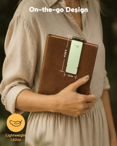 86lux Book Light, Rechargeable Clip-On LED Reading Light for Bed & Night Use - 3 Color Temperatures with Stepless Dimming, Ultralight Bookmark Design for Kids, Book Lovers, Mint Green - color: Mint Green