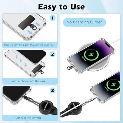 MoKo Phone Strap, Universal Phone Charm Chain Anti-theft Lanyard with Tether Tab, Pink White