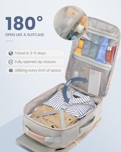 LOVEVOOK 40L Travel Backpack Flight Approved Carry on Backpack,3 Packing Cubes,Waterproof Personal Item Travel Bag,TSA Carry on Luggage Suitcase Travel Essentials,Gifts for Women & Men,fits 17" Laptop - color: A-light Gray-pink, size: Large-40L-4Pcs