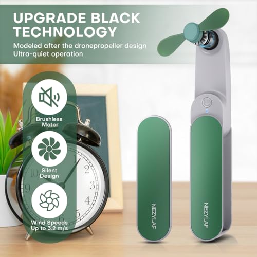 Portable mini handheld Fan, small Rechargeable Personal Fan for 9-15 Hours Runtime, Pocket Design for Travel/Women Essentials/vacation/beach/vacation/airplane/disney - color: Green