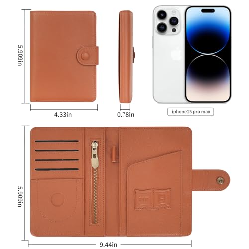 WASON Leather Passport Cover Wallet - Travel Passport Holder with RFID, Card Slots, Cash Pocket, Coin Purse, Tracker Slot, Boarding Pass and Ticket Organizer for Men and Women (Brown) - color: Brown