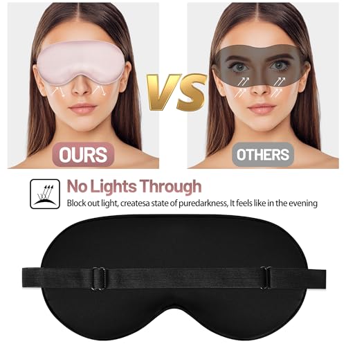 Sleep Mask, Silk Eye Mask for Sleeping with Adjustable Strap, Blindfold Eyeshade for Men & Women, Comfortable & Soft Eye Cover Eyeshade for Night Sleep (Pink) - color: Light Pink