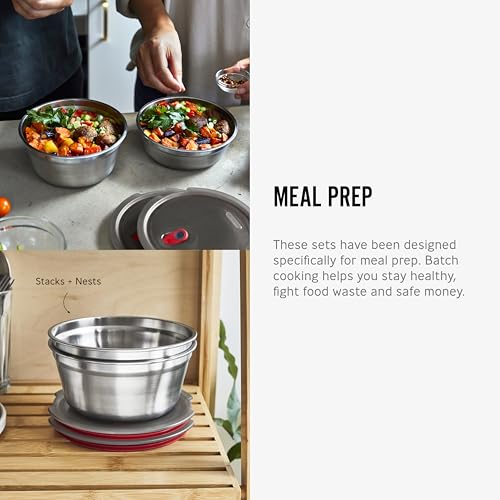BLACK + BLUM Lunch Bowl - Reusable Meal Prep Containers for Picnic & Camping - Microwavable Stainless Steel Lunch & Dinner Food Storage Box with Leak Proof Lid - Dishwasher & Oven Safe - Medium 32oz - size: Large Bowl (950ml)