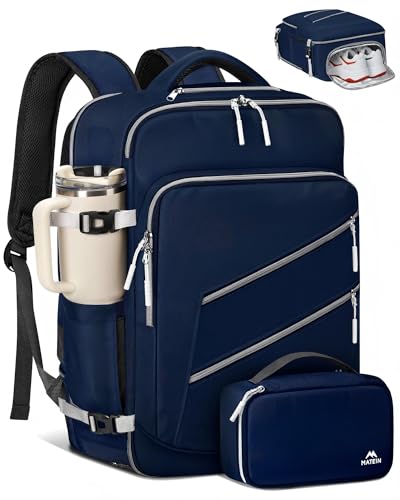 MATEIN 18x14x8 Spirit Airlines Personal Item Bag 17 inch Laptop Backpack | Travel Under Seat, Carry On, Detachable Shoe Compartment, Flight Essentials, Tech Organizer, for Men & Women - color: Blue, size: Large