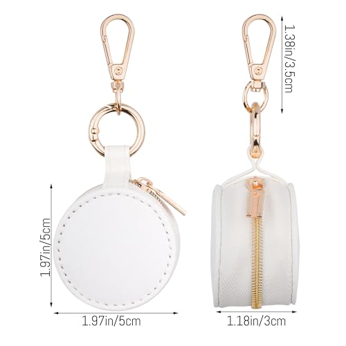Portable Ring Holder Keychain, Mini Sports Jewelry Holder Box, Small Travel Ring Earring Stud Necklace Storage Case (White) - color: White