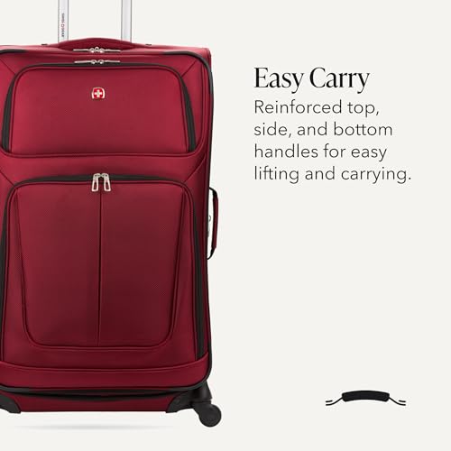 SWISSGEAR Sion Softside Expandable Spinner Luggage Durable Lightweight Travel Suitcase, Burgundy, Checked-Large - color: Burgundy, size: Checked-Large