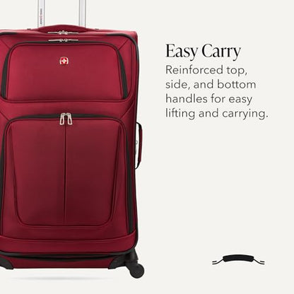 SWISSGEAR Sion Softside Expandable Spinner Luggage Durable Lightweight Travel Suitcase, Burgundy, Checked-Large - color: Burgundy, size: Checked-Large