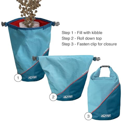 Kurgo Kibble Carrier - Portable Kibble Carrier - Compact Travel Storage - Dog Food Dry Bag - Camping Dog Storage - 5 lb Capacity - Coastal Blue - color: Coastal Blue