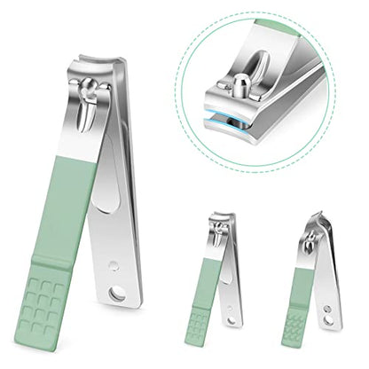 Teamkio 18pcs Manicure Set Pedicure Nail Clippers Set Travel Hygiene Kit Stainless Steel Professional Cutter Care Set Scissor Tweezers Knife Ear Pick Tools Grooming Kits with Leather Case - color: Green