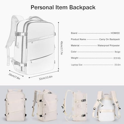 HOMIEE Travel Laptop Backpack for Men Women, Personal Item Carry On Bag, Dry Wet Separation, Weekender Business Hiking Camping College Bag, Mochila de Viaje, Beige - color: Beige, size: X-Large