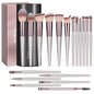 BS-MALL Makeup Brush Set 18 Pcs Professional Foundation Powder Concealers Eyeshadow Blush Synthetic Makeup Brushes with Labeled instruction Black Case Upgraded Version - color: A-Champagne