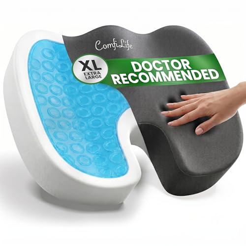 ComfiLife Extra Large Gel & Memory Foam Seat Cushion - Doctor Recommended Office Chair Cushion, Car Seat Cushion - Back & Sciatica Pain Relief - Wide Seat Cushion for Big & Tall (Charcoal) - color: Charcoal, size: X-Large