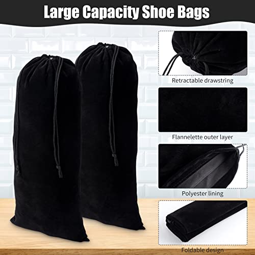 Wesiti 12 Pcs 8 x 18 Inch Shoe Bags for Travel Flannel Fabric Shoe Dust Bag with Drawstring Flannel Pouch Washable Breathable Covers Protecting Storing Boots Travel Luggage