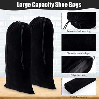 Wesiti 12 Pcs 8 x 18 Inch Shoe Bags for Travel Flannel Fabric Shoe Dust Bag with Drawstring Flannel Pouch Washable Breathable Covers Protecting Storing Boots Travel Luggage