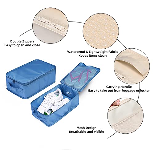Travel Shoe Bags, Foldable Waterproof Shoe Pouches Organizer-Double Layer (8 Seablue Shoe Bags) - color: Sea Blue, size: 8 Packs