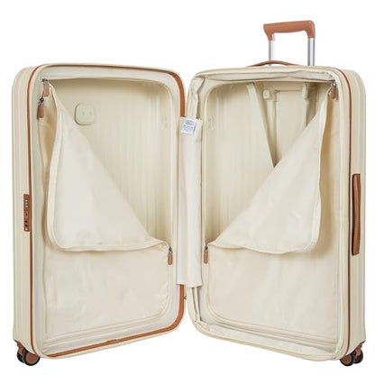 Bric's Taormina Ultra-Light Checked Luggage – Expandable Hard Shell Suitcase with TSA Lock, Anti-Tamper Zippers & 360 Spinner Mobility Wheels - 32 Inch, Cream - color: Cream, size: Checked-Extra Large