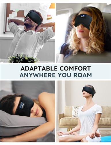MUSICOZY Sleep Headphones, Bluetooth 5.4 Sleep Mask Headband Headphones Sleeping Eye Mask, Wireless Music Earbuds Earphones with HD Stereo Speakers for Side Sleepers, Cool Gadgets Unique Gift - color: Black