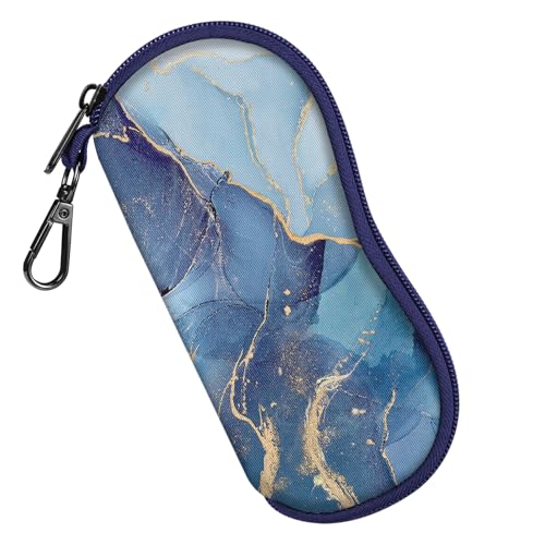 FINTIE Glasses Case with Carabiner, Ultra Light Portable Neoprene Zipper Sunglasses Soft Case - color: Ocean Marble