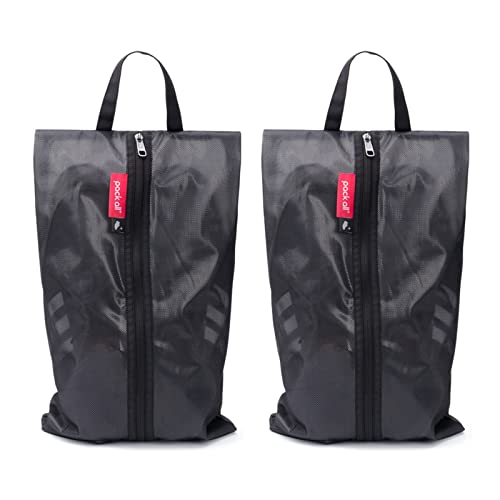 pack all Plus-Sized Shoe Bag for Travel, Water-Resistant Shoe Pouch for Gym, Odor-Resistant Soccer Cleats Bag for Sport (Black, 2-Pack) - color: Plus-Black, style: 2 Pack