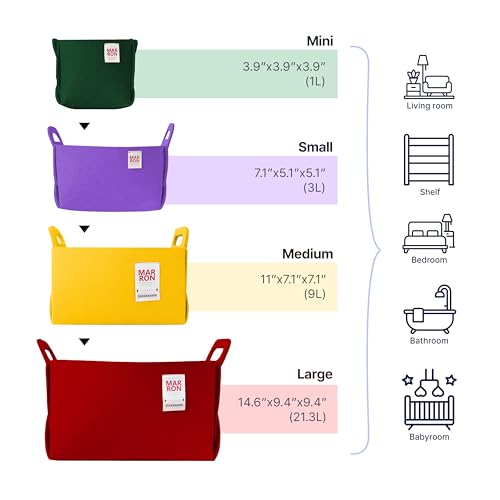 Collapsible Felt DEEPGREEN Storage Bin Small 7.1"x5.1"x5.1" – Foldable Basket with Handles for Closet, Toy Storage, Laundry Room Organization, Decorative Storage Baskets for Shelves, Nursery - color: DEEPGREEN, size: SMALL