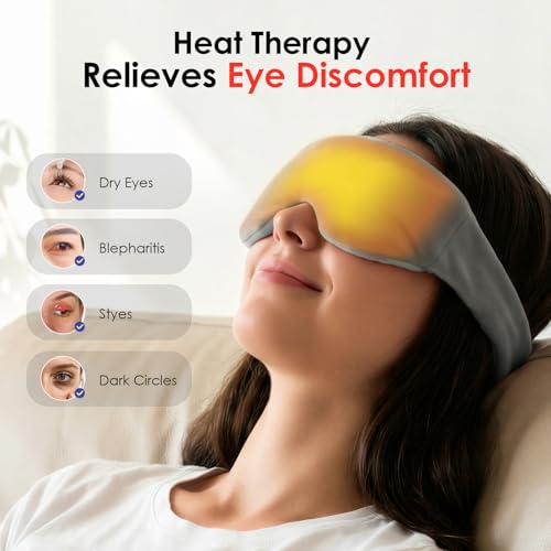 Akakios Heated Eye Mask for Dry Eyes, Microwavable Moist Heat Weighted Eye Masks Warm Compress for Dark Circles and Puffiness, Relief Stye Treatment, with Washable Cover(Gray) - color: Gray