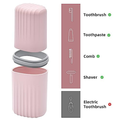 VITVITI Toothbrush Travel Case, Portable Travel Soap Container Leakproof Dish Tray, 7.88 inch Toothpaste Travel Toothbrush Holder with Cover for Trip/Bathroom/Camping(Pink) - color: Pink