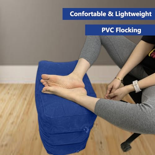 Inflatable Foot Rest Pillow, Height Adjustable Leg Elevation Cushion for Airplane Travel, Car, Office, and Home Use – Foot Stool for Elderly, Bedridden, and Long Flight Comfort, 1 Pcs