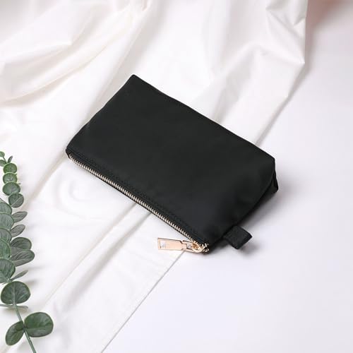 Mini Nylon Travel Toiletry Bag for Women, Water-Resistant Small Makeup Bag Organizer with 2 Dividers, Lightweight Cosmetic Pouch for Purse and Gym (Nylon/Black) - color: Nylon/Black