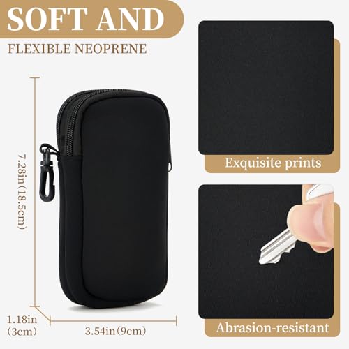 QIUTIMIY Sunglasses Soft Case Zipper Double Eyeglass Case with 2 Compartments 1 Belt Clip - color: Black