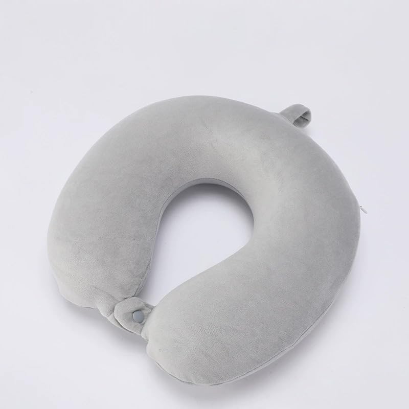 Travel Neck Pillow for Airplane, Car, Office, and Home | 100% Memory Foam U-Shaped Neck Pillow with Soft Washable Cover, Includes Travel Bag, Earplugs & Sleep Eye Mask | for Adults & Kids (Light Gray) - color: Light Gray