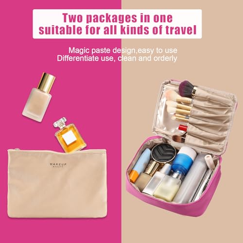 Queboom Travel Makeup Bag Cosmetic Bag Makeup Bag Toiletry bag for women and men (Rosy) - color: Rosy