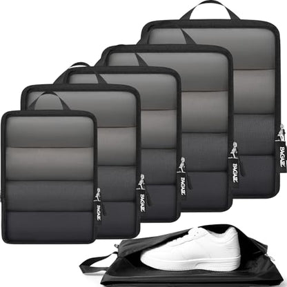 BAGAIL 6 Set Ultralight Compression Packing Cubes Packing Organizer for Travel Accessories Luggage Suitcase Backpack - color: Jet Black70D, style: Mesh Pattern