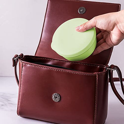 2 Pack Portable Round Soap Dishes, Plastic Soap Container with Lid Leak-Proof Drain Soap Box Holder Soap Container for Home Traveling Outdoor Hiking Camping Gym (Green + Pink) - color: Green+pink