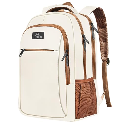 MATEIN 15.6inch Travel Laptop Backpack, Cute Anti Theft Slim Sturdy Laptops Backpack for Teacher, Water Resistant College Computer Bag Gift for Men & Women Nurse - color: Beige Brown, size: 15.6 Inch