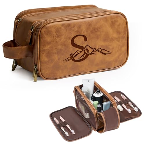 Janhavi Customized Gifts for Men, Waterproof Travel size Toiletries Bag, Makeup Organizer, Foldie Travel Bag, Mens Toiletry Travel Bag, Men's Accessories Organizer Travel Essentials for Men (Brown S) - color: Brown, style: S