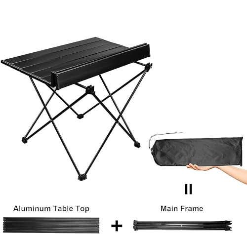 Folding Camping Table – Ultralight Aluminum Portable Table for Camping, Hiking, Backpacking, Picnic, Beach, BBQ – Compact Lightweight Collapsible Travel Side Table for Outdoor, RV, (1) - size: Small