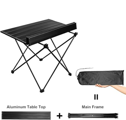 Folding Camping Table – Ultralight Aluminum Portable Table for Camping, Hiking, Backpacking, Picnic, Beach, BBQ – Compact Lightweight Collapsible Travel Side Table for Outdoor, RV, (1) - size: Small