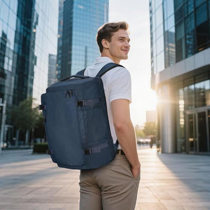 40L Travel Backpack, TSA Friendly Flight Approved Carry on Backpack for Men Women, Fits 17.3 Inch Laptop with USB-A&C Ports, Weekender Bag, Blue - color: Blue
