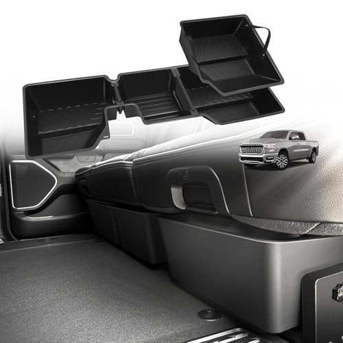 VaultsOnWheels Under Seat Storage Box Fit for Dodge Ram 1500 2026 2025-2019 Crew Cab Accessories, Console Organizer Truck Tool Box Custom Fit Detachable Underseat Organizer (Not for Classic Model) - size: 5) Ram 1500|19+|Rear Underseat Storage