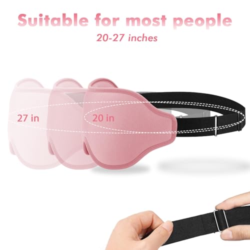 Sleep Eye Mask for Men Women, Sleeping Mask for Side Sleeper, Travel Blackout Night Blindfold Eye Shade Cover with Adjustable Strap (Pink) - color: Pink