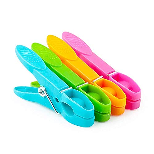 Strong Plastic Clothes Pegs for Drying Laundry Clothing Line Clips Set Travel clothespins 24 Pack Rose Red - color: Red