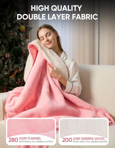 12V/24V Heated Car Blanket, Electric Blanket Flannel Heating Throw for Car, SUV, RV, or Camping, 60" x 44", Hi/M/Lo Heating Settings, Auto-Off Timer,Pink - color: Pink