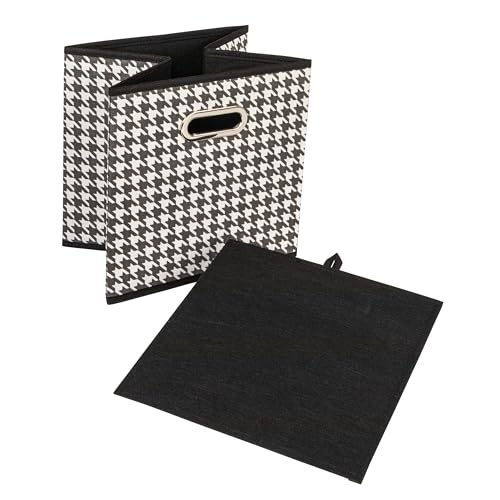 Household Essentials Fabric Storage Bins 6 Piece Set, Houndstooth White and Black (Pack of 6) - color: White and Black, size: 11” L x 11” W x 11” H (Pack of 6)