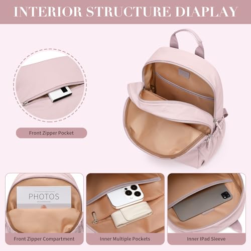 GOLF SUPAGS 13L Mini Backpack Lightweight Nylon Daypack for Women, Small City Pack, Versatile Ladies Backpack for Shopping & Travel, Light Pink - color: Light Pink, size: 13 Liters