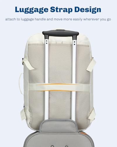 Hynes Eagle Carry on Backpack 38L Large Travel Backpack for Women Flight Approved Weekender Bag Laptop Backpack Men 15 inches Beige - color: Beige